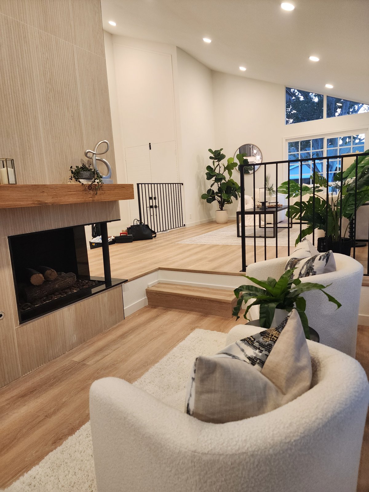 Family Room & Fireplace after staging