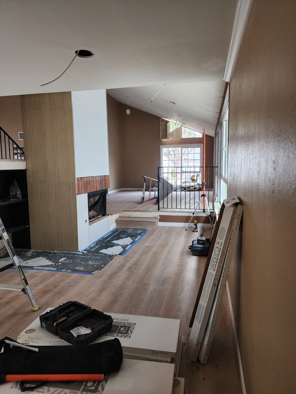 Family Room & Fireplace before staging